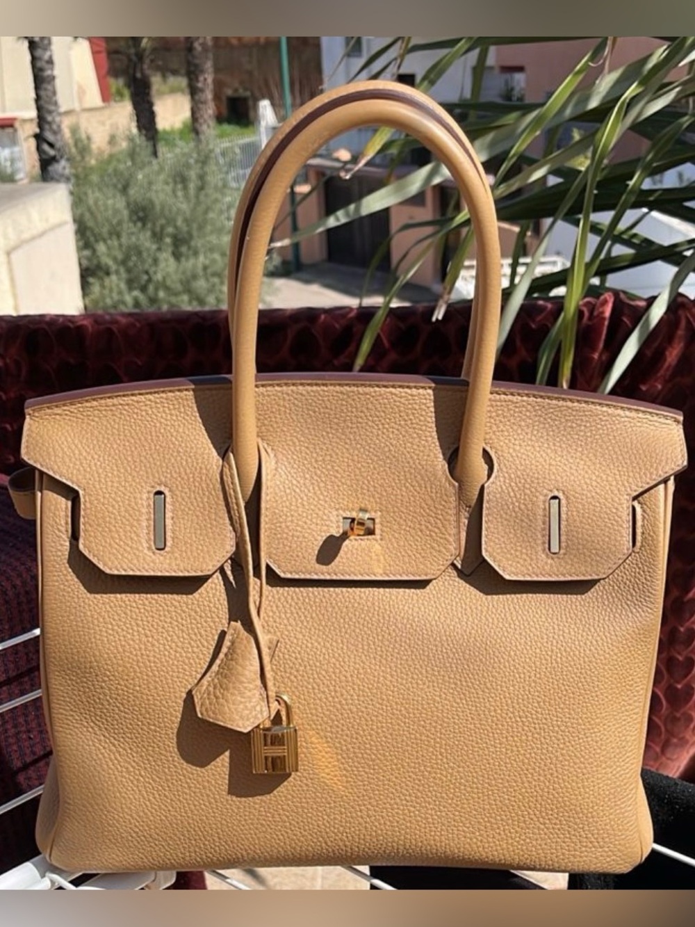 Hermes Birkin 30 clémence leather Beige/Tan gold hardware U stamp handle Tote